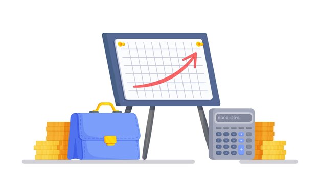 Vettore illustrazione vettoriale su sfondo bianco finanziamento per progetti creativi grafico di crescita dei profitti