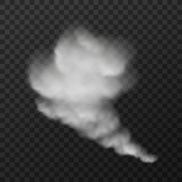 Векторная иллюстрация белого дыма на прозрачном фоне