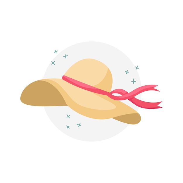 Vector vector illustration of a widebrimmed hat with a ribbon summer hats