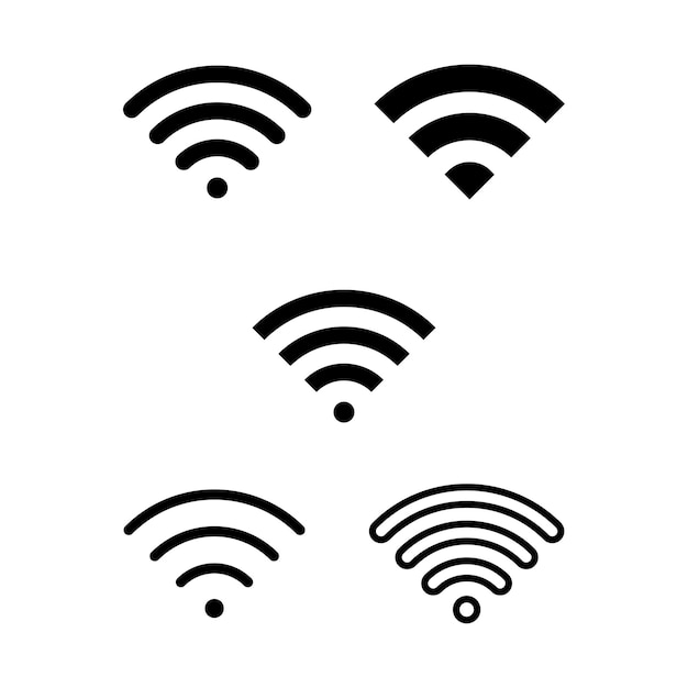 Изолированная векторная иллюстрация набора значков сигнала WiFi