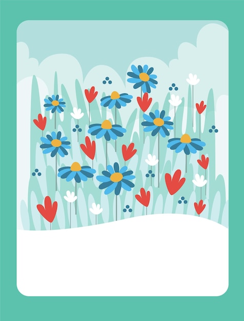 Vector vector illustration of wild flowers it can be used as a playing card for children's development an