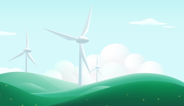 Vector illustration wind generator generates green energy