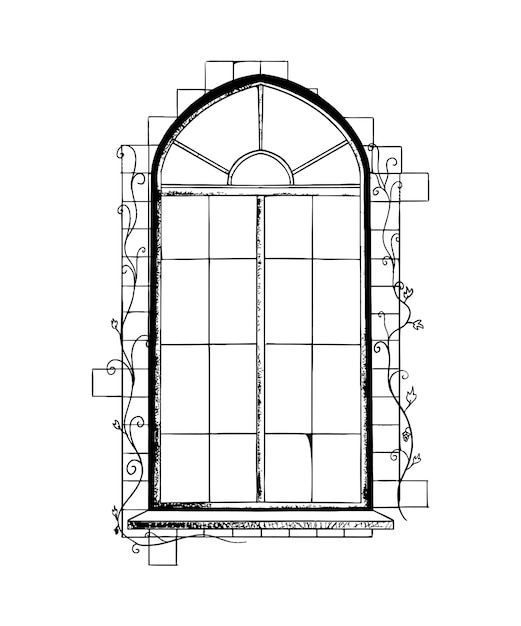 Vector vector illustration of window in art ink style