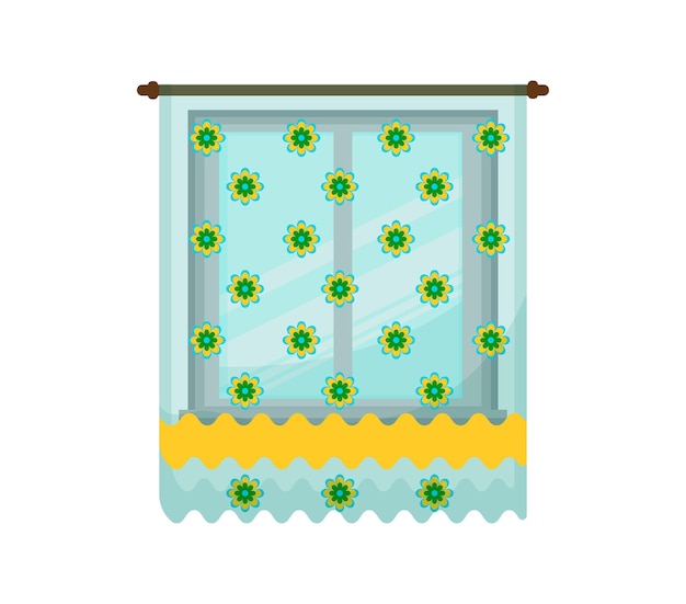 Premium Vector | Vector illustration of window with curtain