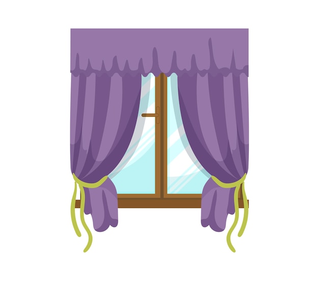 Vector vector illustration of window with curtain