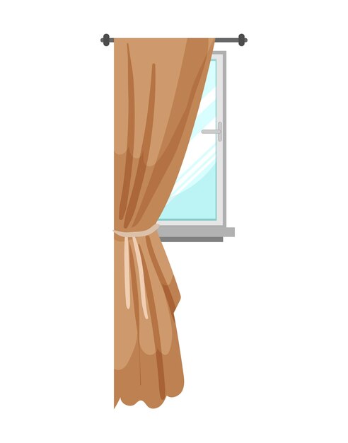 Vector vector illustration of window with curtain