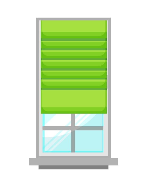 Vector vector illustration of window with curtain