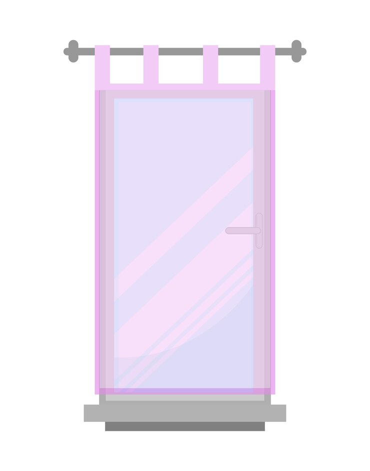 Vector vector illustration of window with curtain