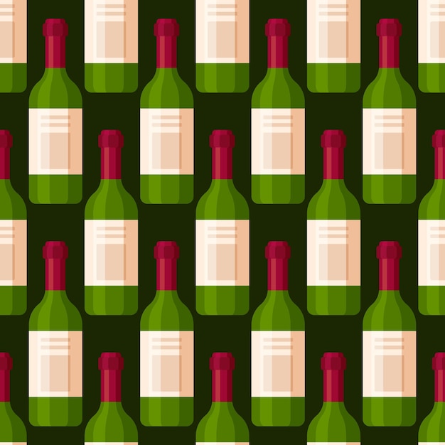 Vector illustration of wine bottle pattern alcoholic beverage delicious red wine