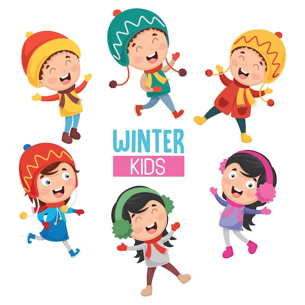 Vector Illustration Of Winter Kids