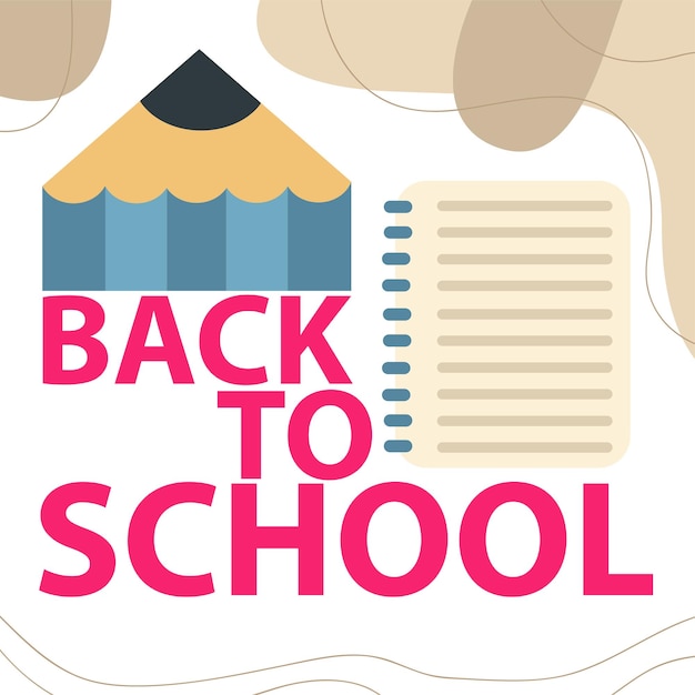 Vector illustration with back to school theme with notebook and pencil