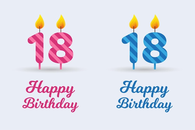 Vector vector illustration with birthday candles for 18 years