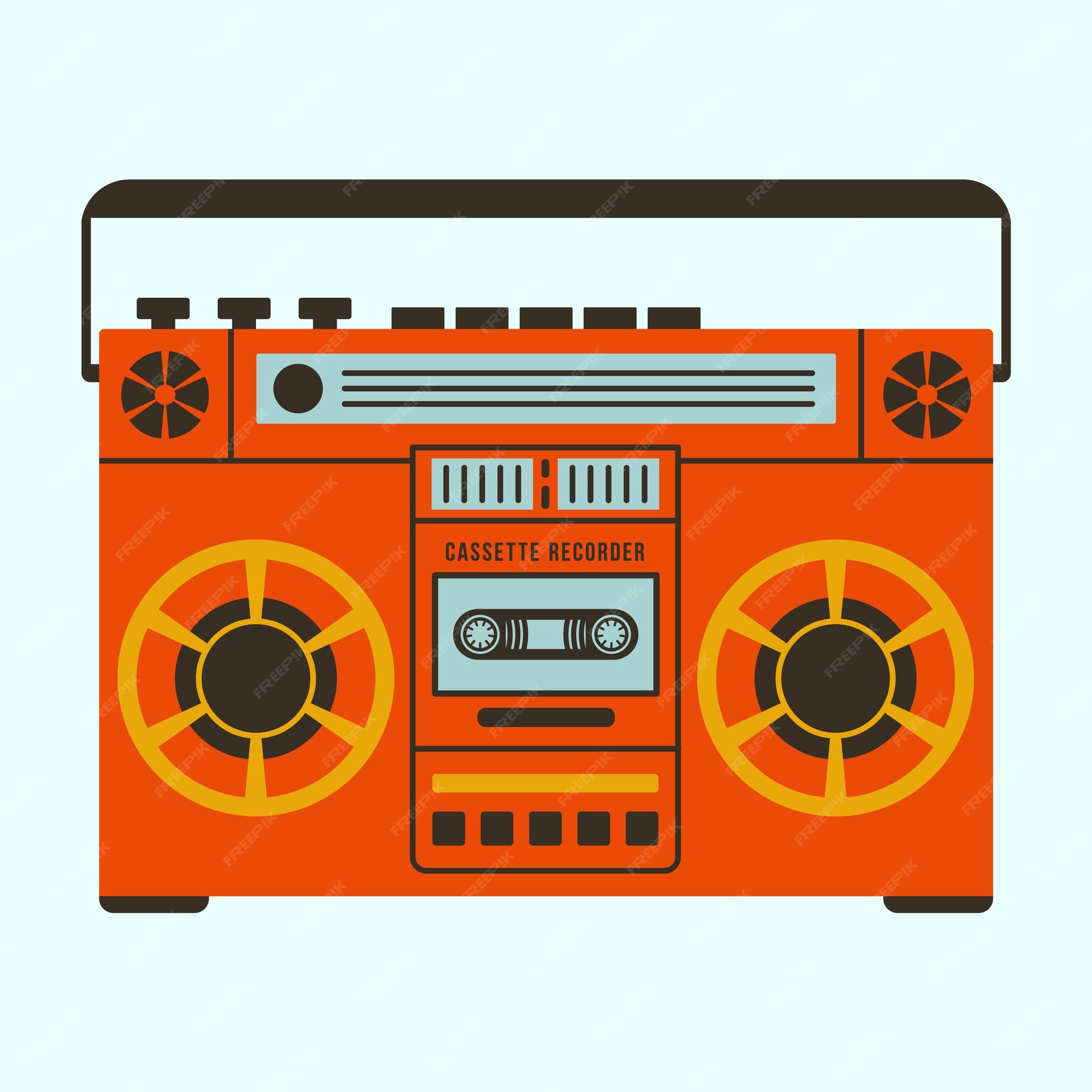 Premium Vector | Vector illustration with cassette player and recorder. love  for retro, analogue, vintage, 80s object