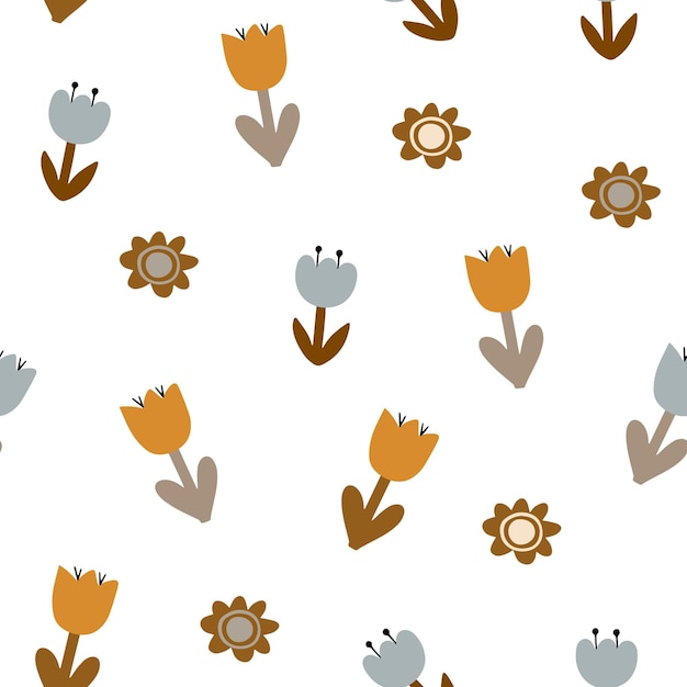 Векторная иллюстрация с рисунком красочных растений для тканевой упаковки текстильных обоев