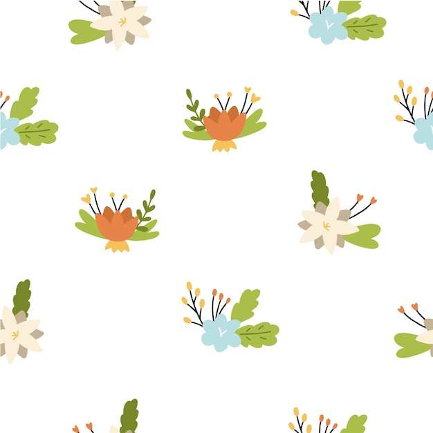ファブリック包装テキスタイル壁紙アパレルのカラフルな植物パターンとベクトルイラスト