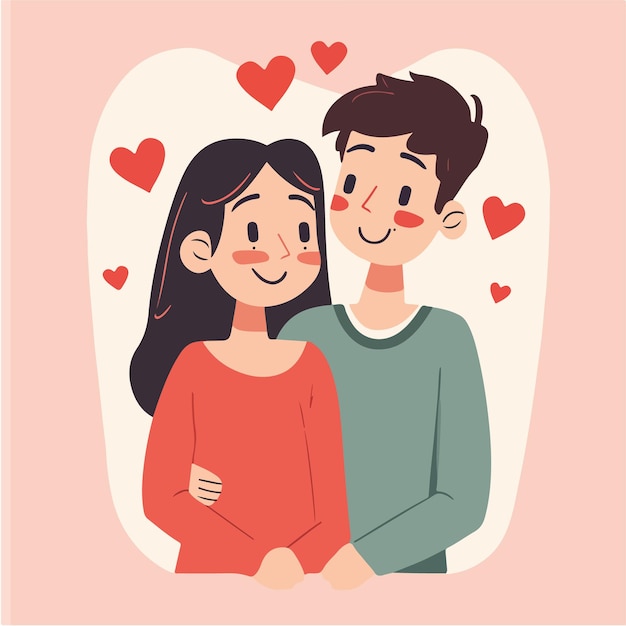 vector illustration with a couple of love happy valentines day