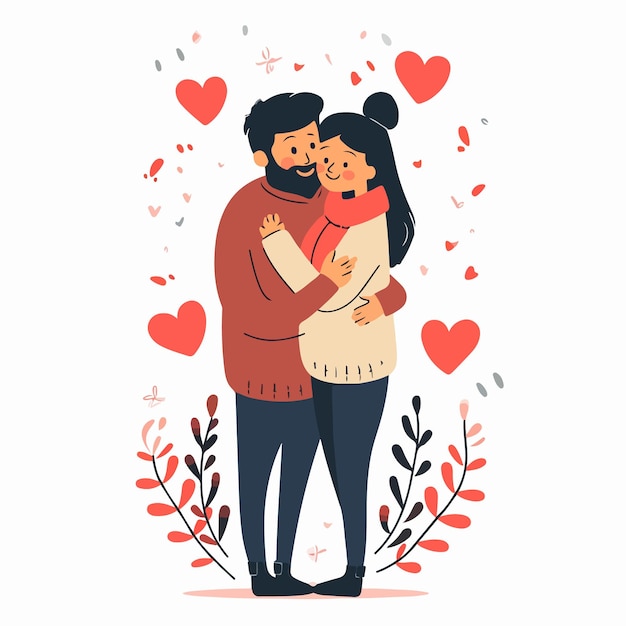 Illustrazione vettoriale con una coppia di amore felice giorno di san valentino