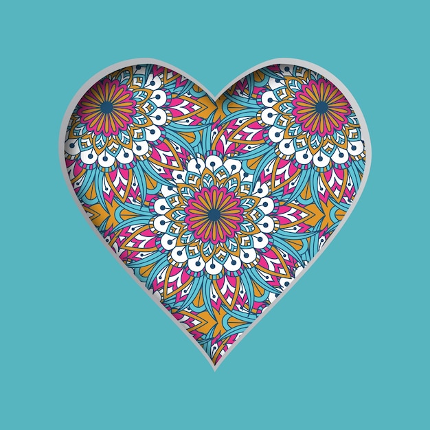 Vector illustration with a cut out heart and with an abstract pattern in the background