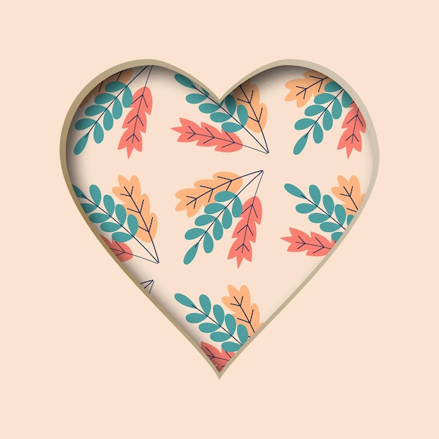 Vector illustration with a cut out heart and with an abstract pattern in the background