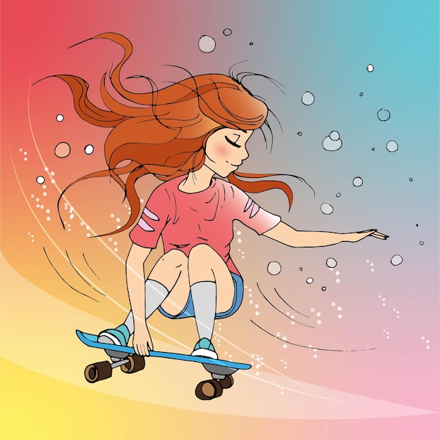 vector illustration with cute cartoon girl