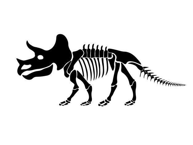 Vector vector illustration with dinosaur skeleton isolated on a white background.