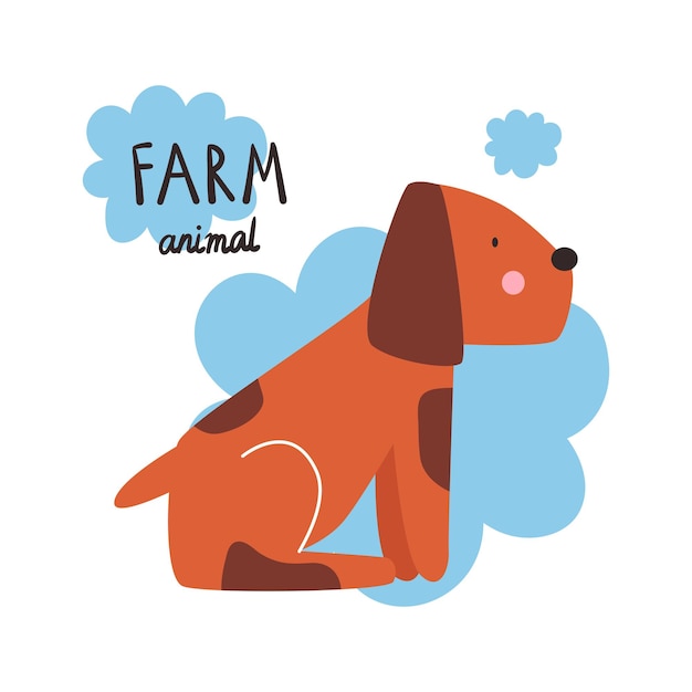 Vector illustration with domestic cute dog in cartoon style