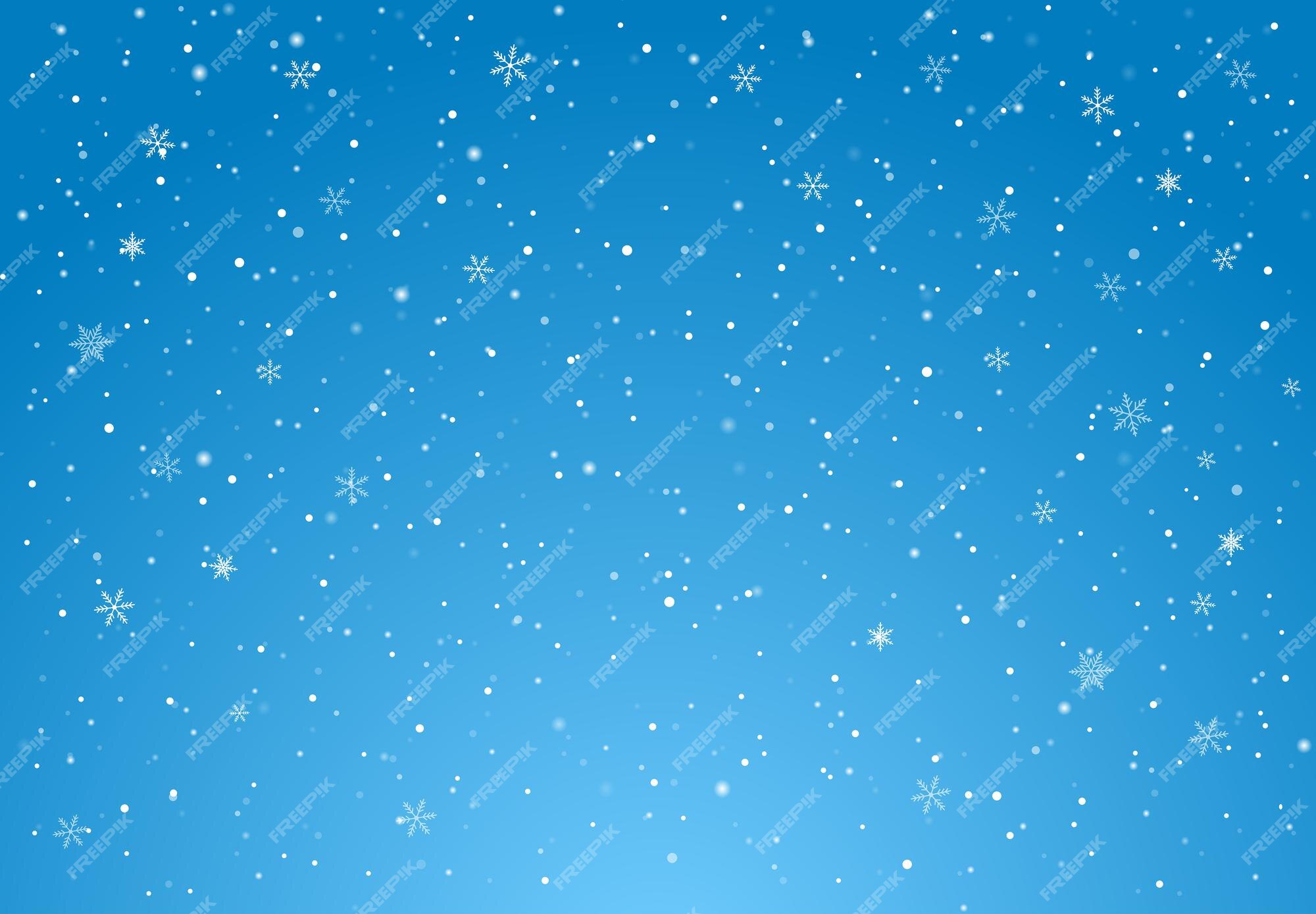 Premium Vector | Vector illustration with falling snow down on blue sky  background of the merry christmas and happy new year.