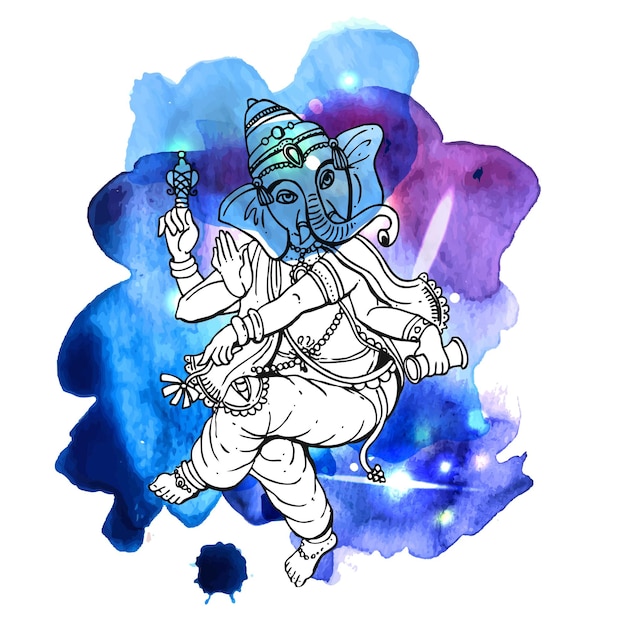 Vector illustration with ganesha drawing by hand good for print for tshirt card invitations