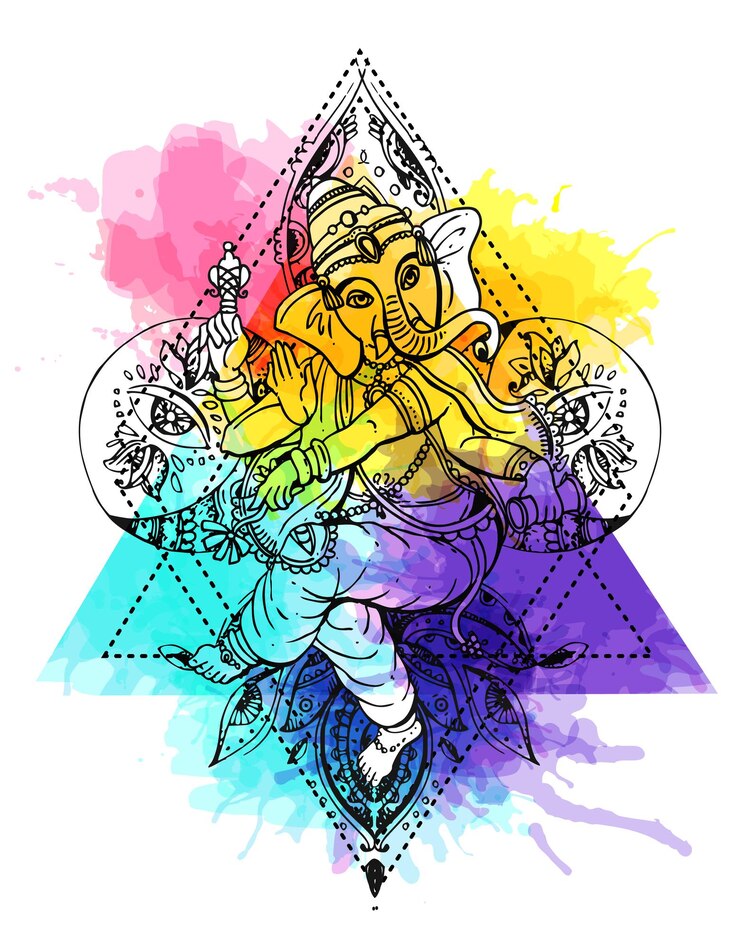 Vector vector illustration with ganesha drawing by hand good for print for tshirt card invitations