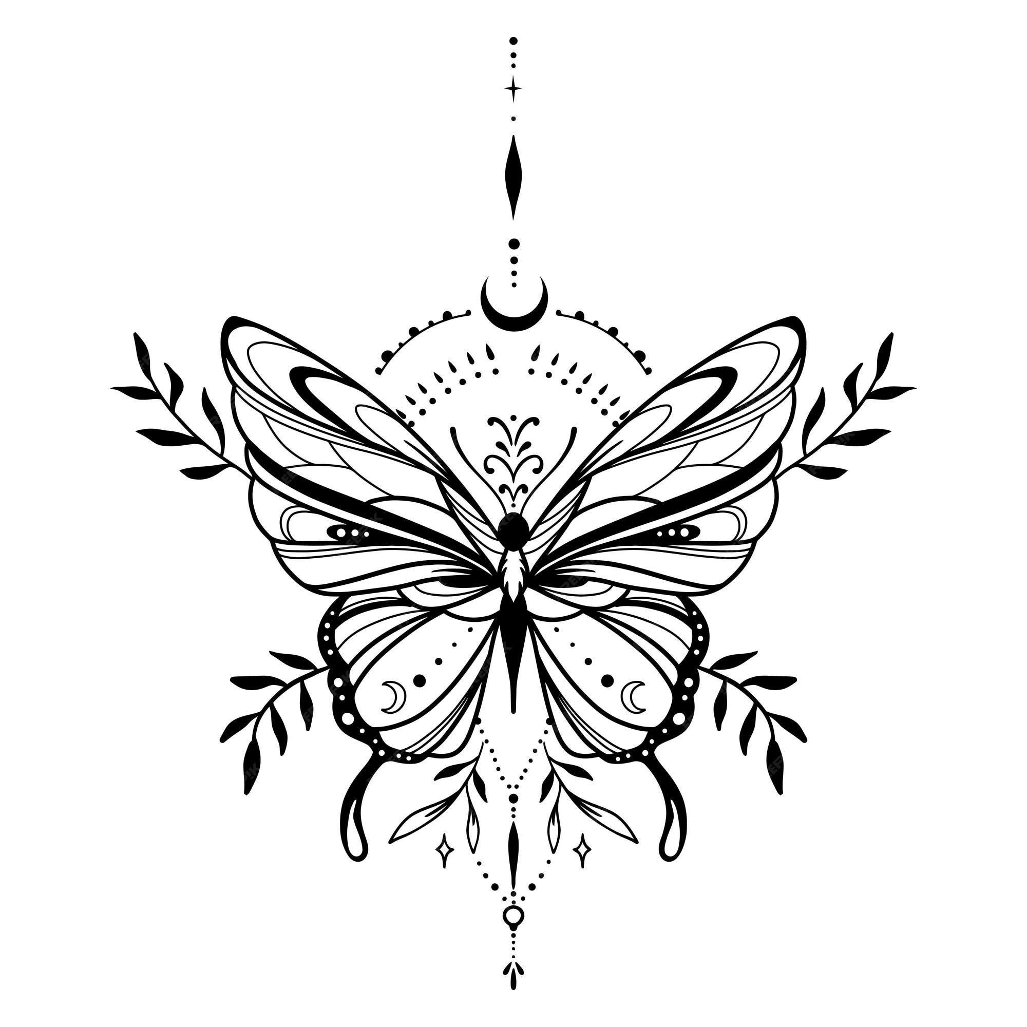 Premium Vector | Vector illustration with hand drawn butterfly with ...