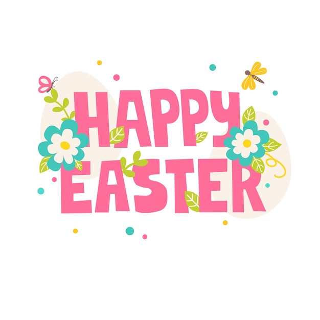 Vector illustration with Happy Easter wishes