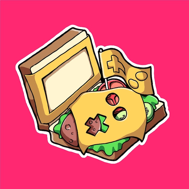 Vector illustration with the image of a sandwich that resembles a game console