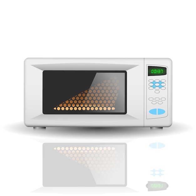 Vector illustration with microwave oven isolated