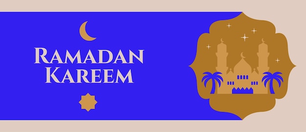 Vector illustration with mosque Banner for Ramadan Kareem holiday