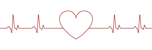 Вектор Векторная иллюстрация с красной линией кардио для медицинского дизайна кардиограмма с сердцем