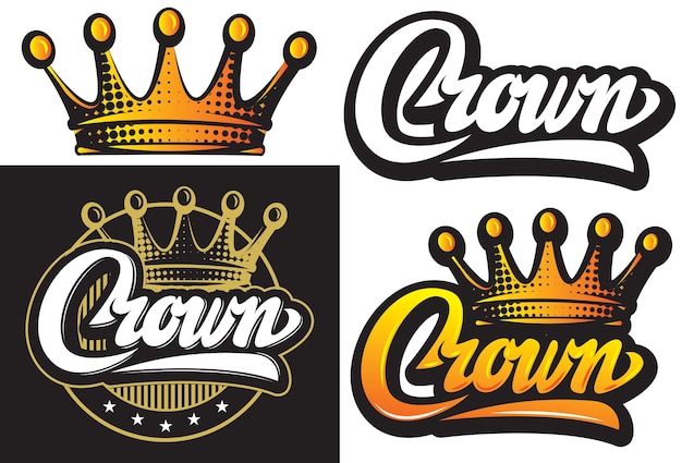 Vector illustration with set of crowns isolated clipart