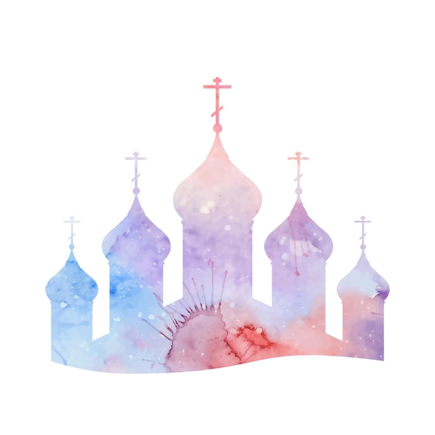 Vector vector illustration with a silhouette of the orthodox church wit