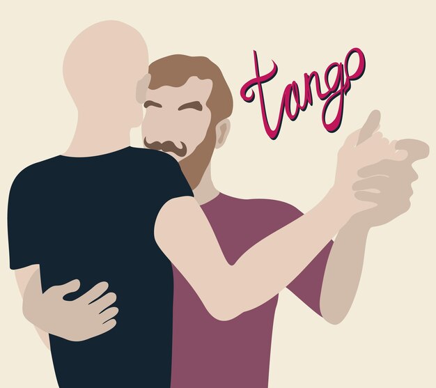 Illustrazione vettoriale con due uomini che ballano il tango.