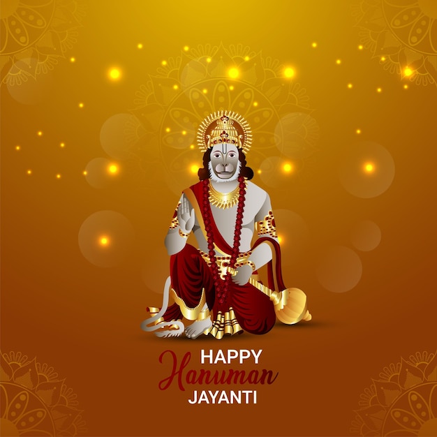 Vector illustration with vector illustration of happy hanuman jayanti