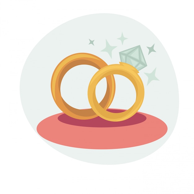 Illustrazione vettoriale con anelli di nozze