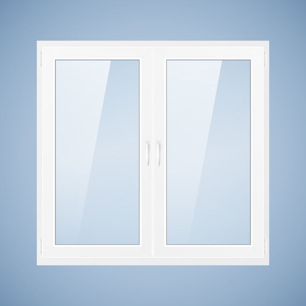 Vector vector illustration with white plastic window. pvc window