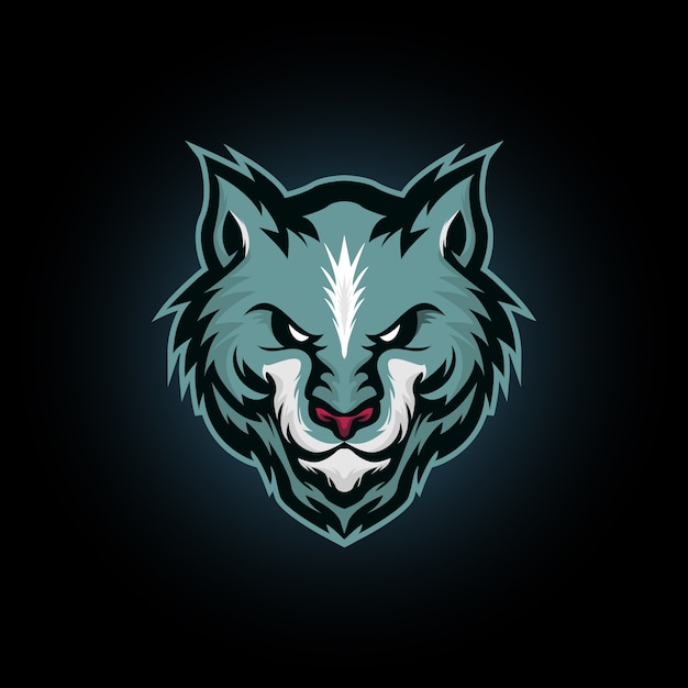 vector illustration of wolf head, blue wolf mascot logo design