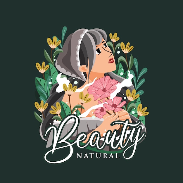 vector illustration of woman beauty nature