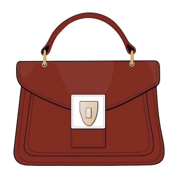 Vector Illustration Woman Brown Bag Handbag Fashion Item