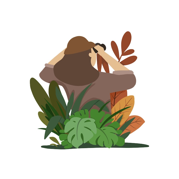 Vector vector illustration woman carry a helmet in wild with floral