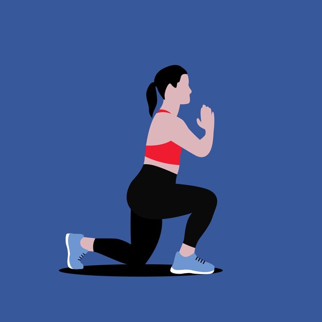 Vector vector illustration of woman doing bodyweight squat exercise for legs