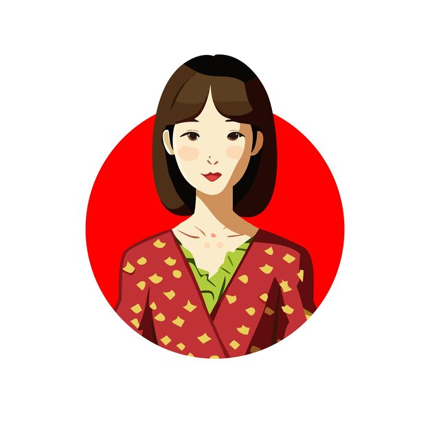 Vector Illustration Woman in Japanese Cultural Dress