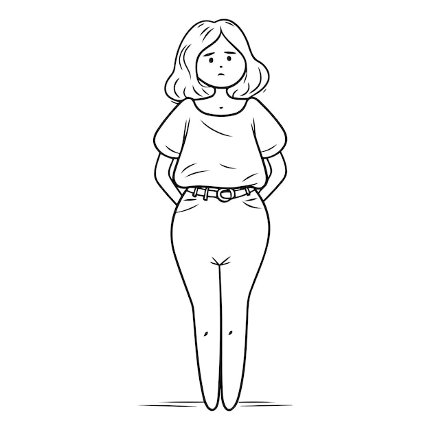 Vector illustration of a woman in jeans and a Tshirt