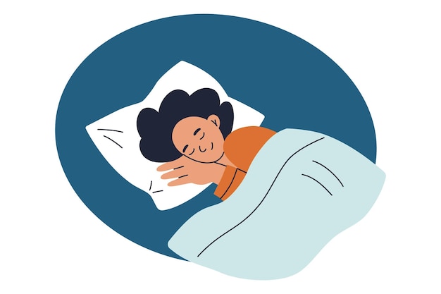 Vector illustration of woman sleeping on white pillow peaceful person in cozy pajamas perfect for
