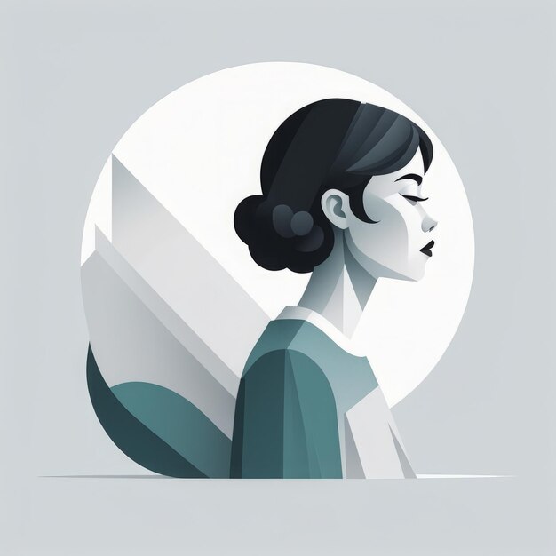 白いドレスを着た女性のベクトルイラスト (Vector illustration of a woman in a white dress with a veil)